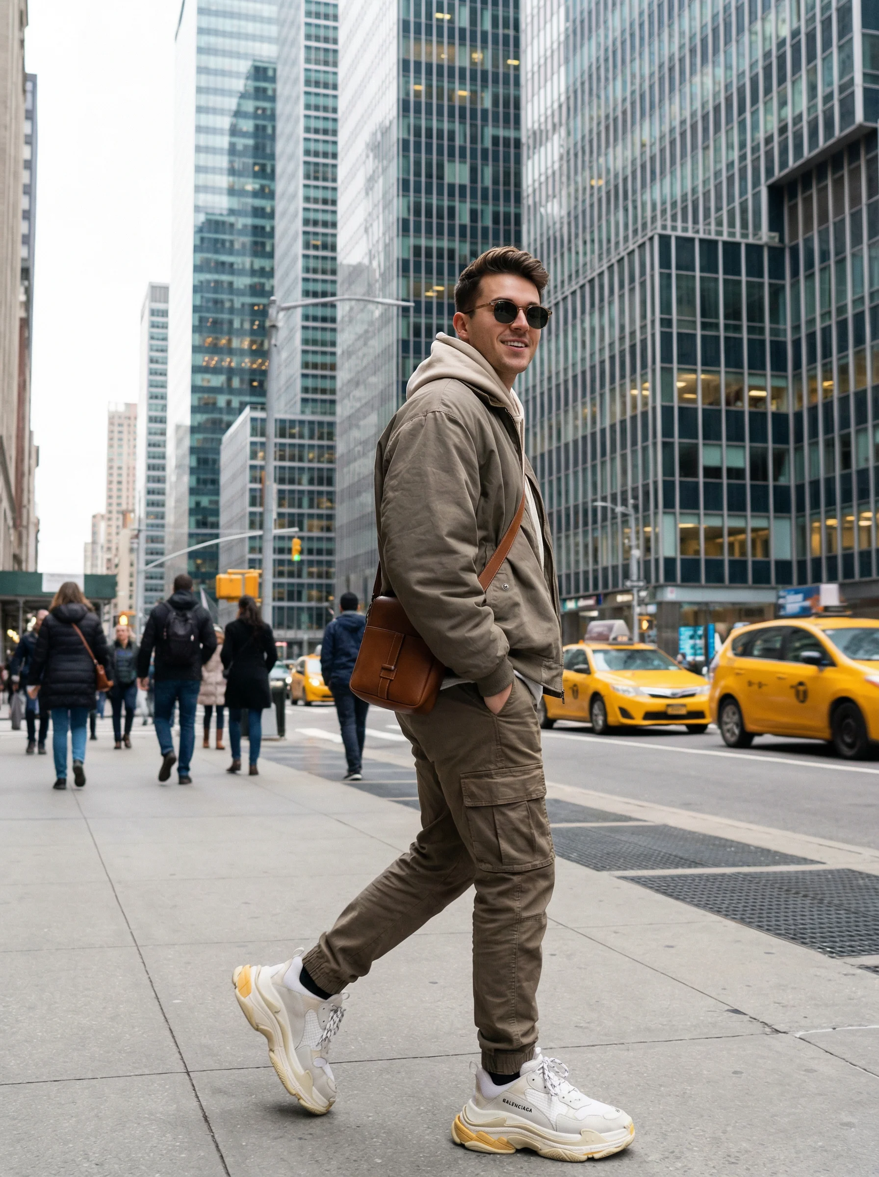 Influencer in city street